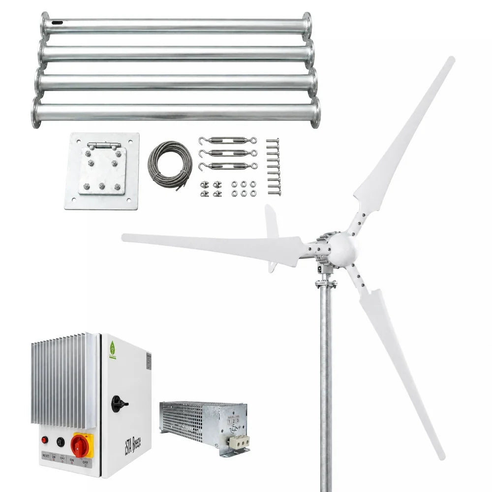 Kit i-1500W 24V Wind Turbine Wind Generator & Charge Controller (for Acid & Gel Battery) & Tower