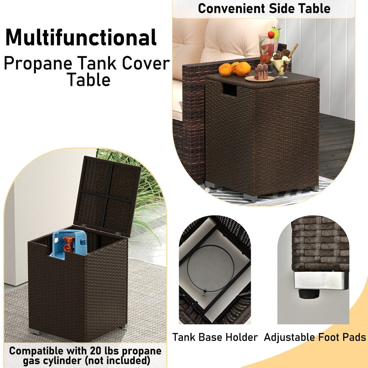 4 Pieces Outdoor Furniture Set with 32 Inch Fire Pit Table and Propane Tank Cover