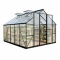 8 X 10 FT Outdoor Polycarbonate Greenhouse, Charcoal Black | Large Walk-In Interior, Reinforced Aluminum Frame, Double-Wall PC Panels, Two Roof Vents and Rain Gutters Help Plants Thrive