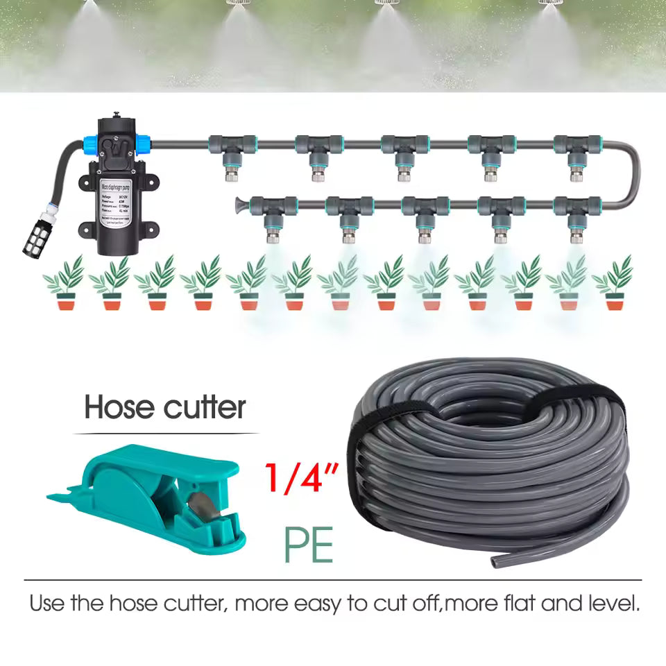 110-240V 60W Self-Priming Pump Garden Greenhouse Plants Micro-Irrigation Kit Rapid Insertion 0.15MM Spray Nozzle Watering System