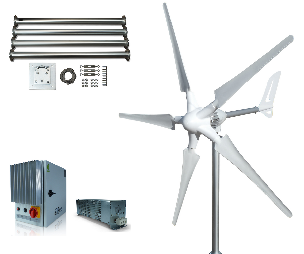 Kit i-2000W 24V/48V Wind Turbine Wind Generator & Charge Controller (for Acid & Gel Battery) & Tower