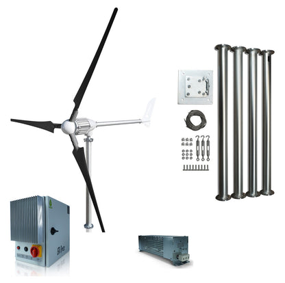 Kit i-1500W 24V Wind Turbine Wind Generator & Charge Controller (for Acid & Gel Battery) & Tower