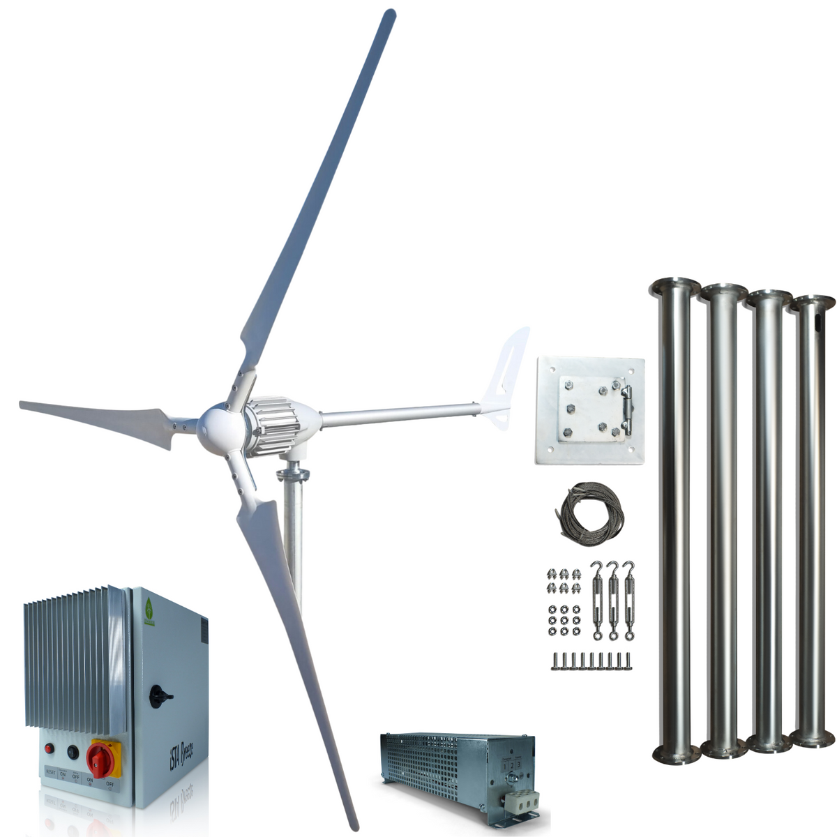 Kit i-1500W 24V Wind Turbine Wind Generator & Charge Controller (for Acid & Gel Battery) & Tower