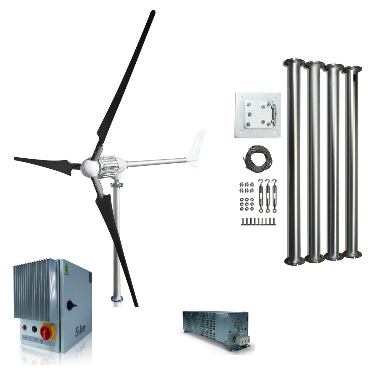 Kit i-2000W 24V/48V Wind Turbine Wind Generator & Charge Controller (for Acid & Gel Battery) & Tower