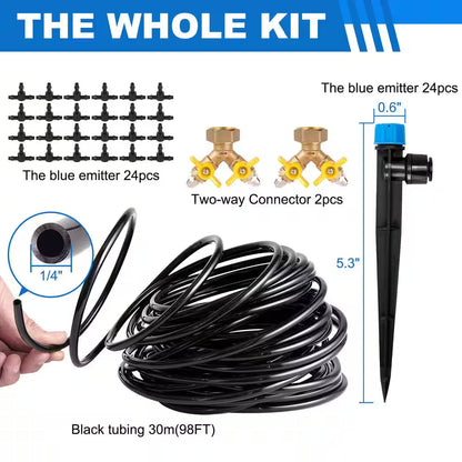 100 Ft. Drip Irrigation Kit Plant Watering System, DIY Automatic Irrigation Equipment Set for Garden,Greenhouse and Lawn