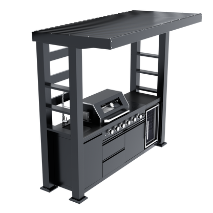 97-Inch Deluxe Stainless Steel Gas Outdoor Kitchen Grill with Granite Countertops - Silver