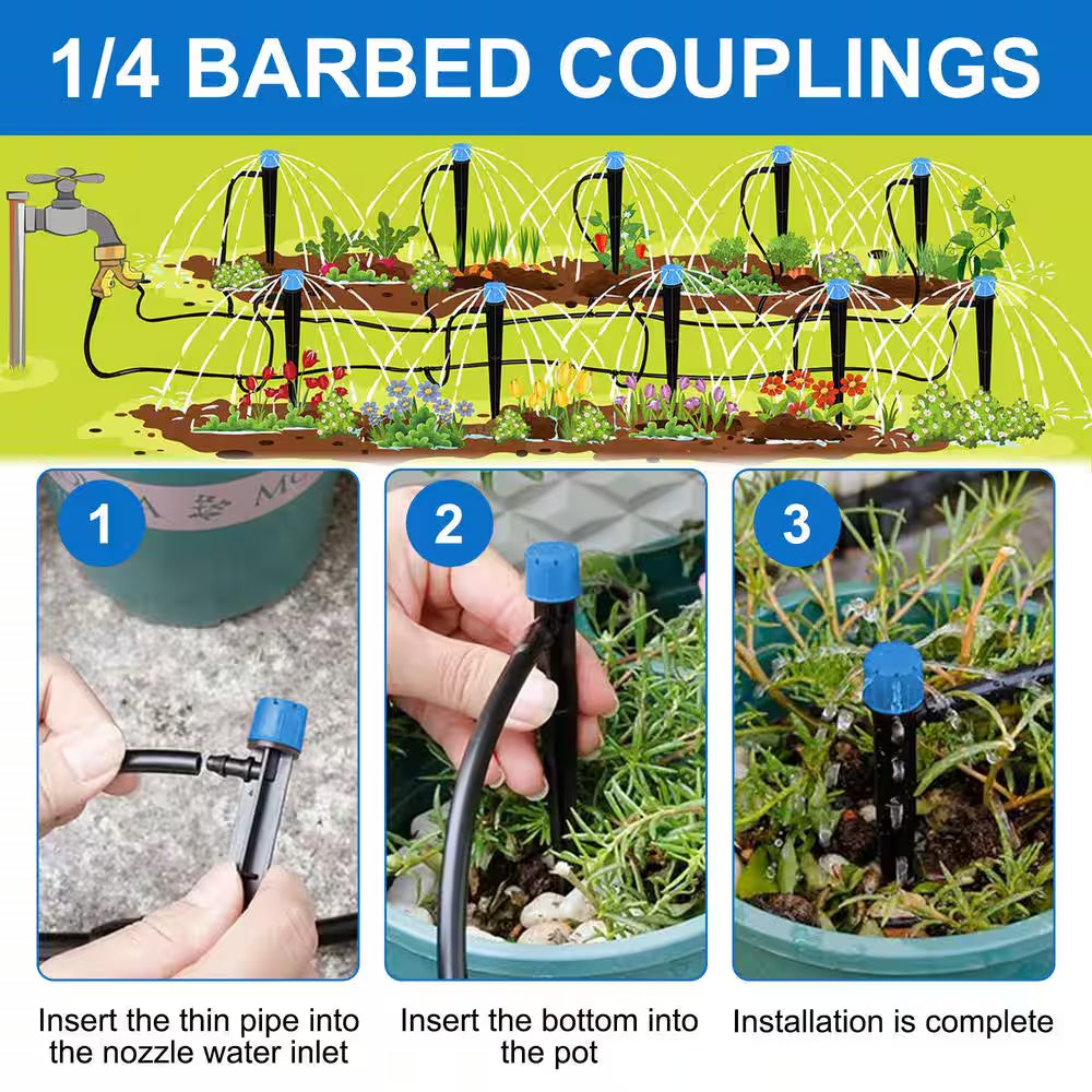 100 Ft. Drip Irrigation Kit Plant Watering System, DIY Automatic Irrigation Equipment Set for Garden,Greenhouse and Lawn