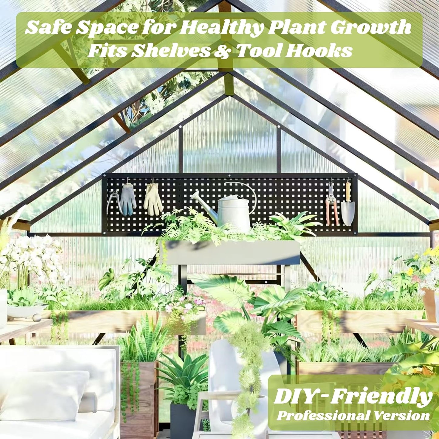 8 X 10 FT Outdoor Polycarbonate Greenhouse, Charcoal Black | Large Walk-In Interior, Reinforced Aluminum Frame, Double-Wall PC Panels, Two Roof Vents and Rain Gutters Help Plants Thrive