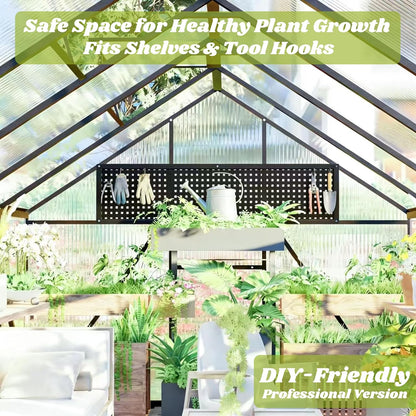 8 X 10 FT Outdoor Polycarbonate Greenhouse, Charcoal Black | Large Walk-In Interior, Reinforced Aluminum Frame, Double-Wall PC Panels, Two Roof Vents and Rain Gutters Help Plants Thrive