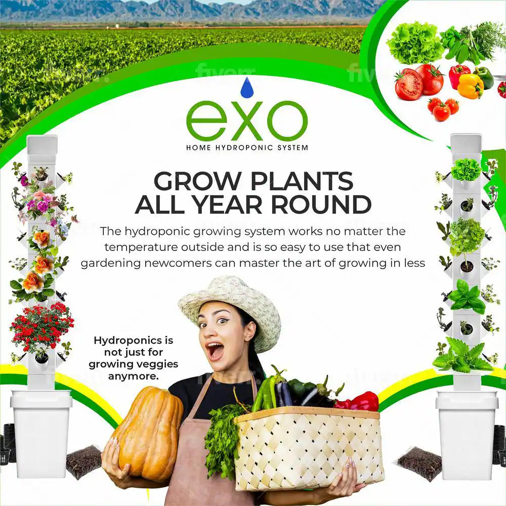 16-Plant Vertical Hydroponic Garden Tower System