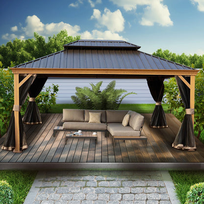 18-Ft X 12-Ft Apollo Brown Gazebo with Hardtop Roof (Screen Included)