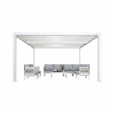 Louvered Pergola Modern White Pergola with Adjustable Roof for Deck Backyard Garden