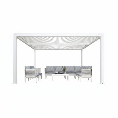 Louvered Pergola Modern White Pergola with Adjustable Roof for Deck Backyard Garden