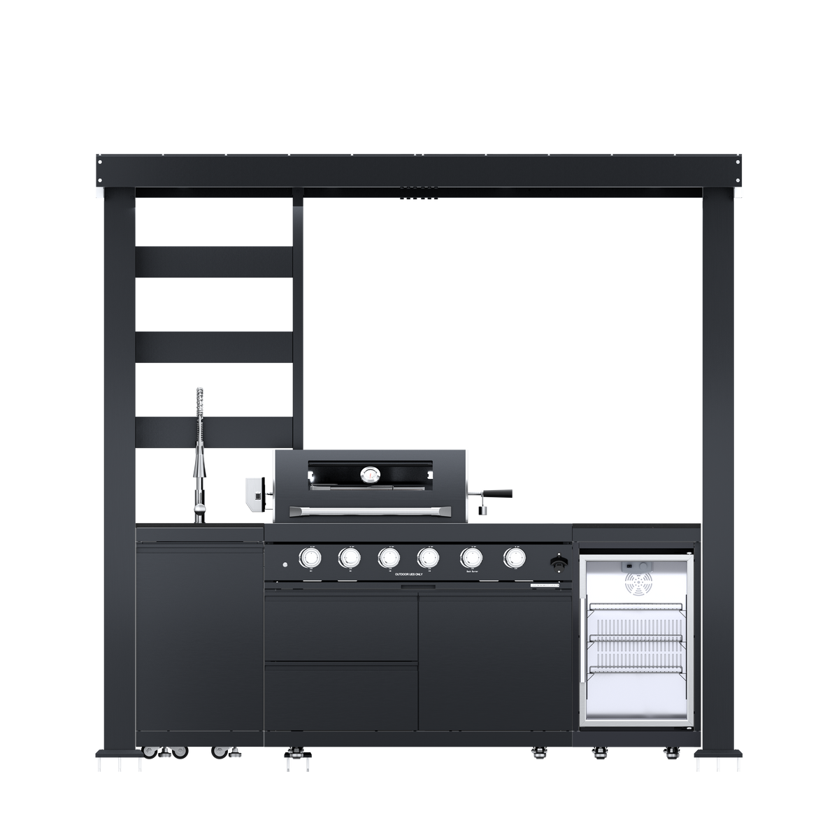 97-Inch Deluxe Stainless Steel Gas Outdoor Kitchen Grill with Granite Countertops - Silver