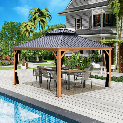 18-Ft X 12-Ft Apollo Brown Gazebo with Hardtop Roof (Screen Included)