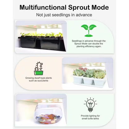 16 Pods White Hydroponic Growing System Kit with Sprout Mode and 24W Full Spectrum LED Grow Light Indoor Garden Planter