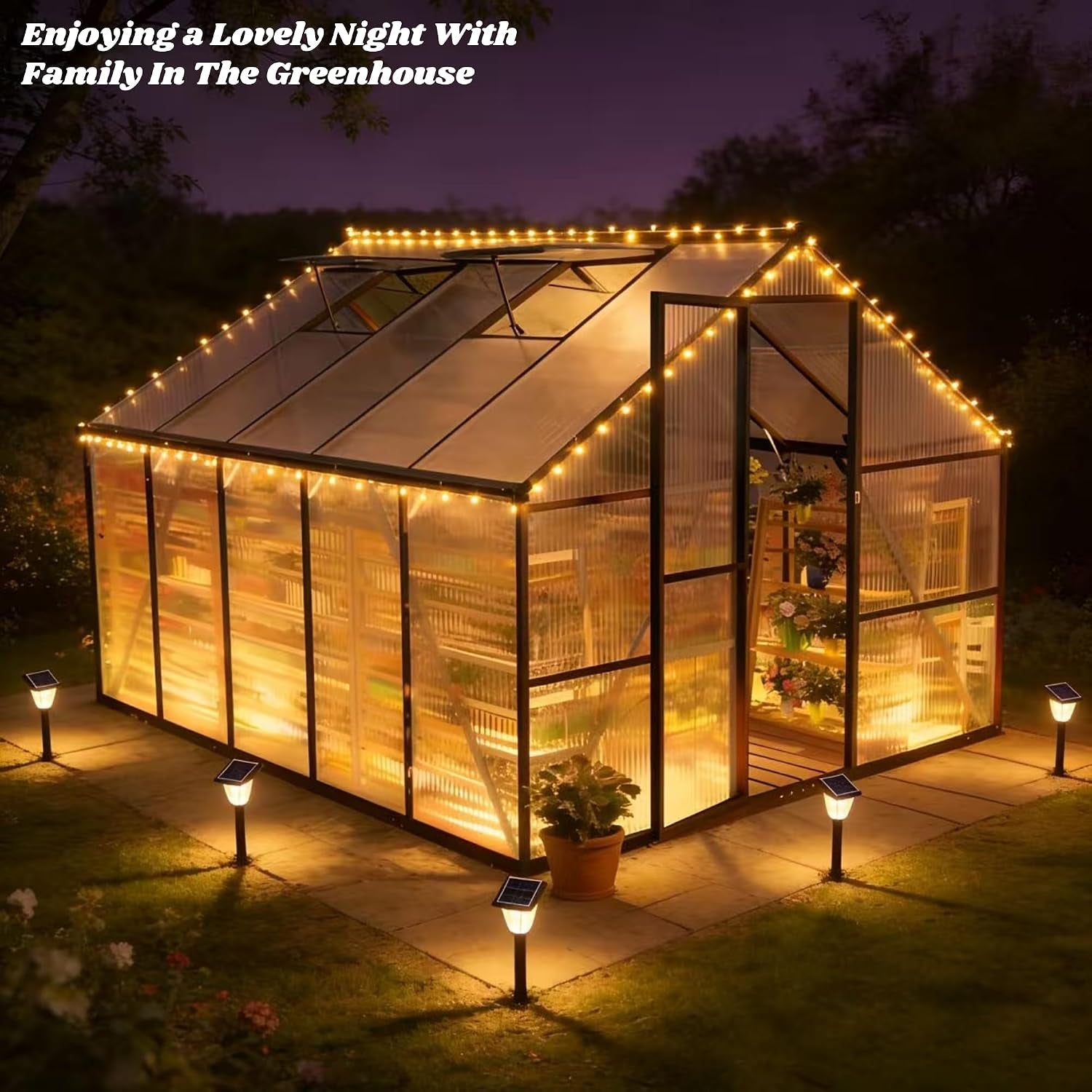 8 X 10 FT Outdoor Polycarbonate Greenhouse, Charcoal Black | Large Walk-In Interior, Reinforced Aluminum Frame, Double-Wall PC Panels, Two Roof Vents and Rain Gutters Help Plants Thrive