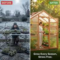 Willow 6 Ft. X 9 Ft. 6 In. X 7 Ft. 10 In. All Cedar Modern Greenhouse — Before & After