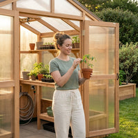 Willow 6 Ft. X 9 Ft. 6 In. X 7 Ft. 10 In. All Cedar Modern Greenhouse — Lifestyle