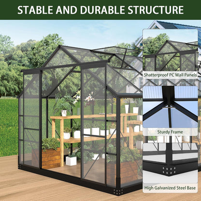 Greenhouses for Outdoors, 8X14.2 FT Polycarbonate Greenhouses with 2 Adjustable Roof Vent, Windproof, Walk-In Aluminum Frame Green Houses for outside with Sliding Door, Garden (8X14.2Ft)