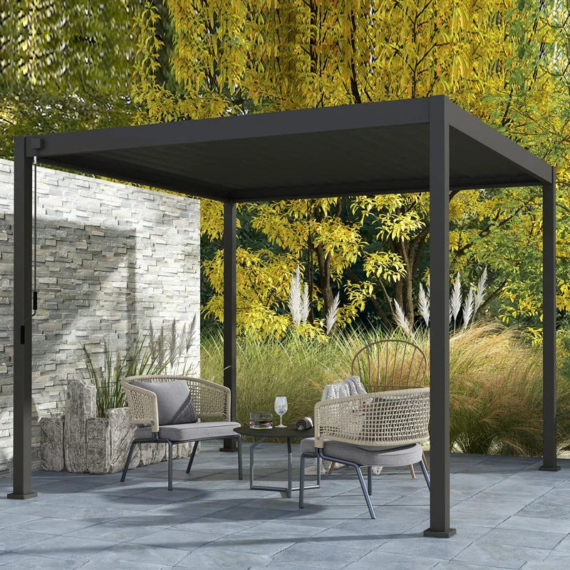 80/88 Metal Frame Pergola with Adjustable Louvered Roof