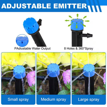 100 Ft. Drip Irrigation Kit Plant Watering System, DIY Automatic Irrigation Equipment Set for Garden,Greenhouse and Lawn