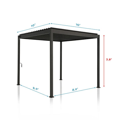 80/88 Metal Frame Pergola with Adjustable Louvered Roof