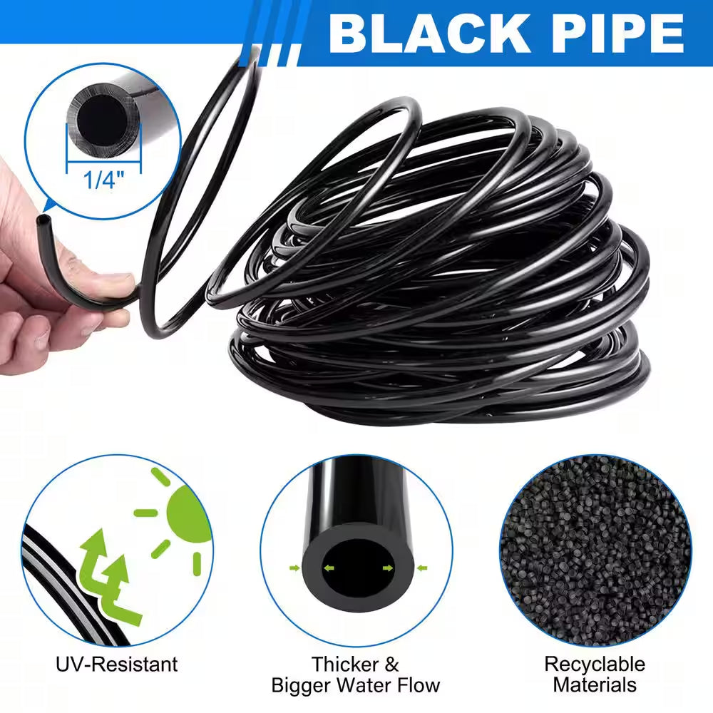 100 Ft. Drip Irrigation Kit Plant Watering System, DIY Automatic Irrigation Equipment Set for Garden,Greenhouse and Lawn