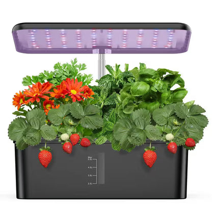 12 Pods Hydroponic Growing System Garden Kit with LED Grow Light, Adjustable Height, Water Pump, No Seeds Included
