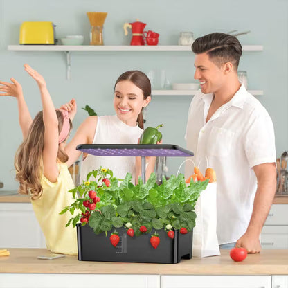 12 Pods Hydroponic Growing System Garden Kit with LED Grow Light, Adjustable Height, Water Pump, No Seeds Included