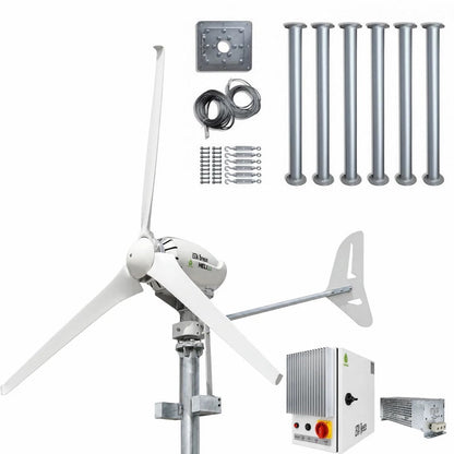 Kit Heli 2000W 48V Off-Grid Wind Turbine Wind Generator & Charge Controller (for Lithium Battery) & Tower